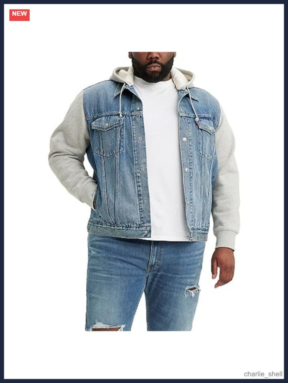 Men's Relaxed Fit Hybrid Hoodie Trucker Jacket Long Sleeve Fall